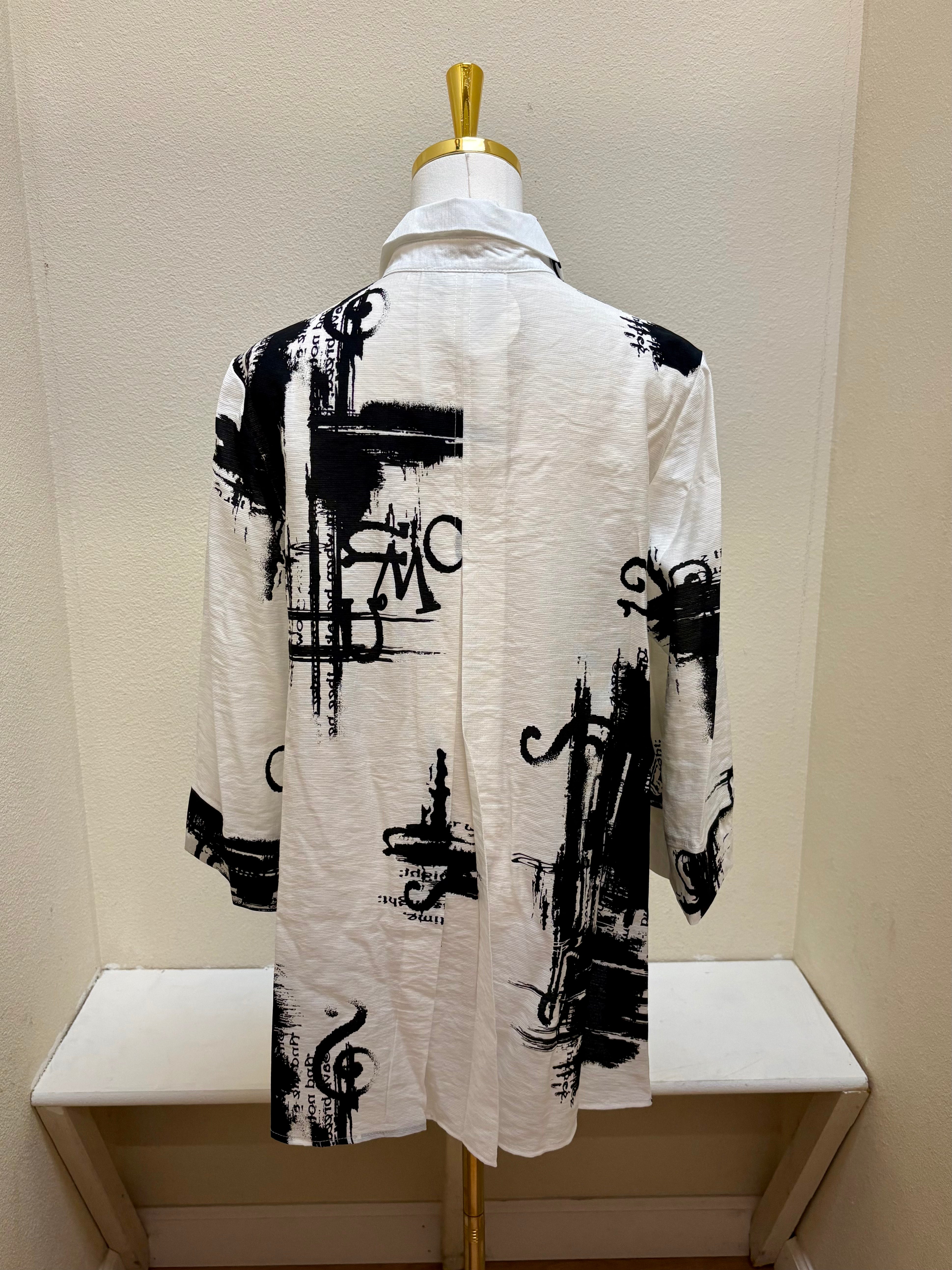 MOONLIGHT Abstract Print Button Front Swing Shirt - 3007