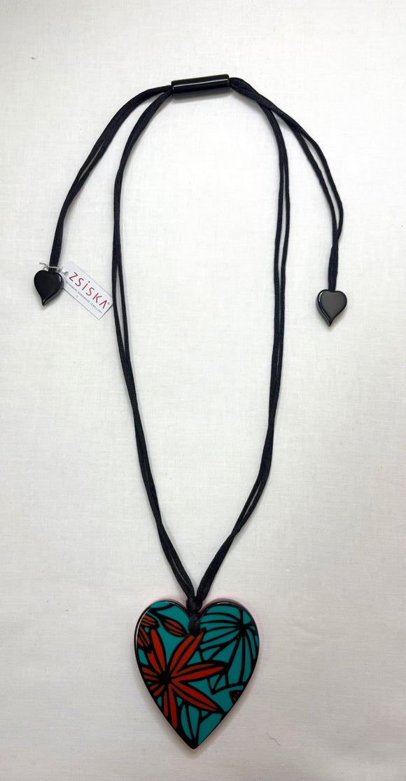 ZSISKA Prima Orange & Blue Heart Pendant Necklace