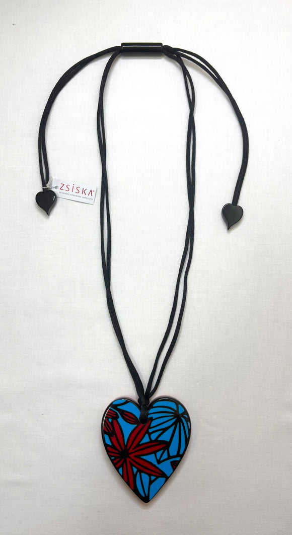 ZSISKA Prima Red & Blue Heart Pendant Necklace