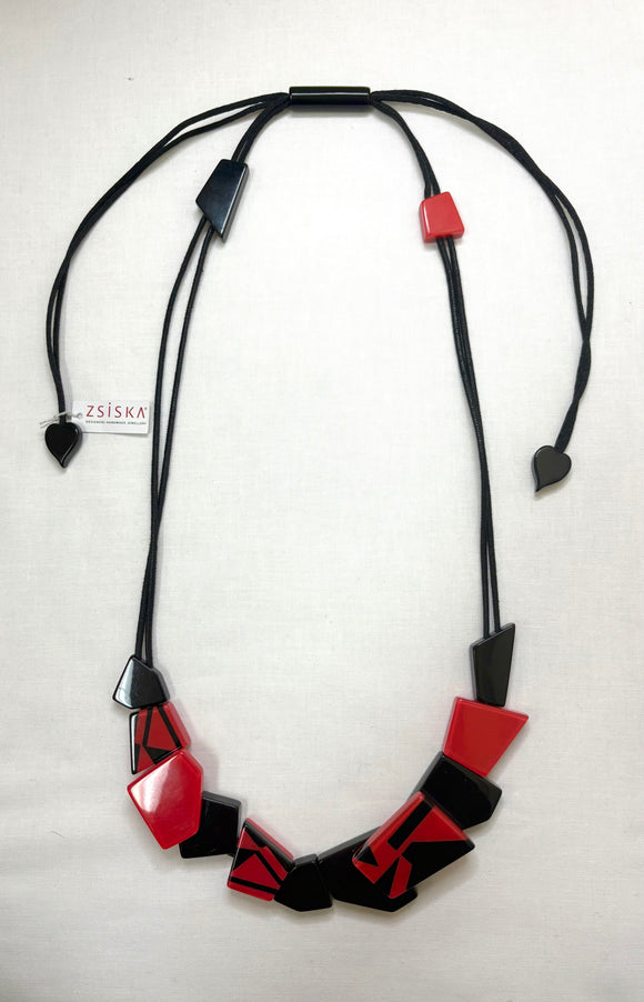 ZSISKA Black & Red Abstract Necklace