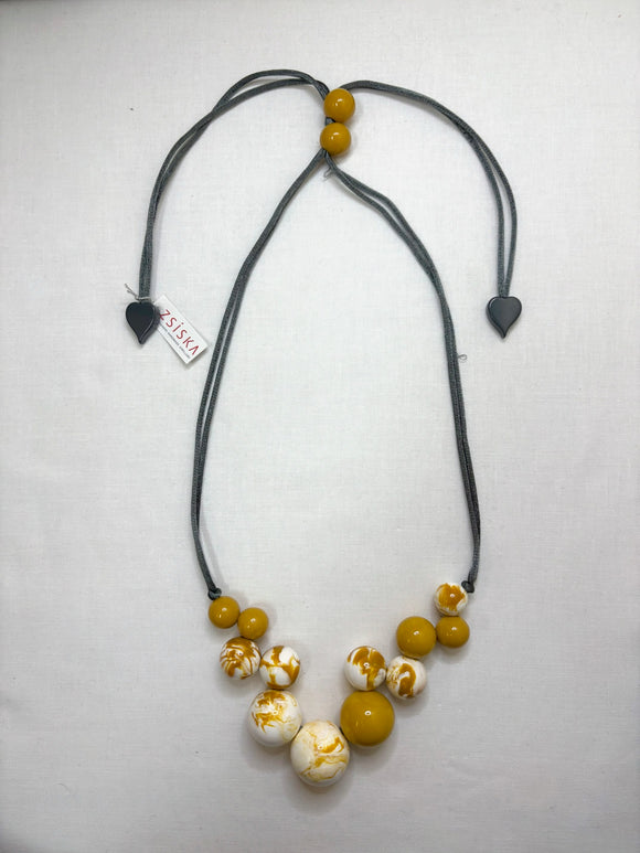 ZSISKA Bolas Mustard Yellow Marble Necklace