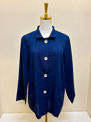 Fridaze AA04 - Classic Two Pocket Linen Jacket - BLUEBERRY