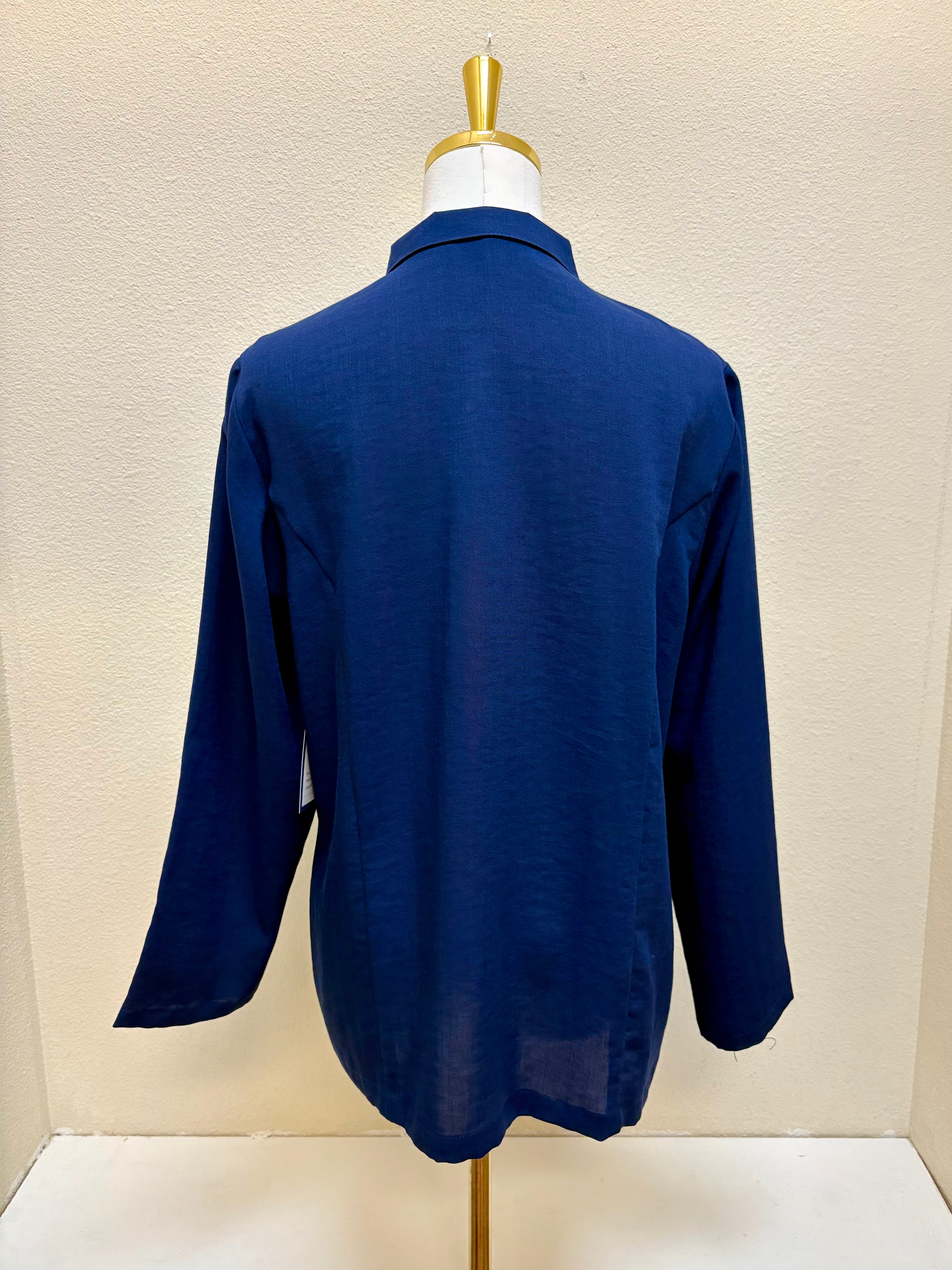Fridaze AA04 - Classic Two Pocket Linen Jacket - BLUEBERRY