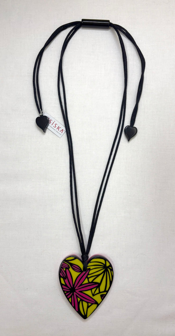 ZSISKA Prima Pink & Yellow Heart Pendant Necklace