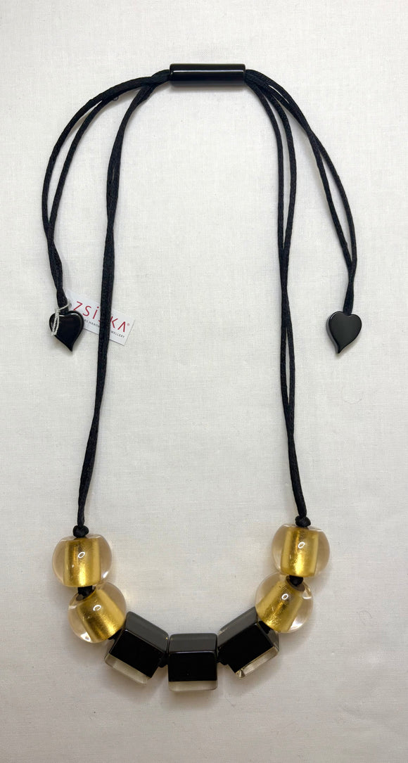 ZSISKA Black & Gold Bead Necklace