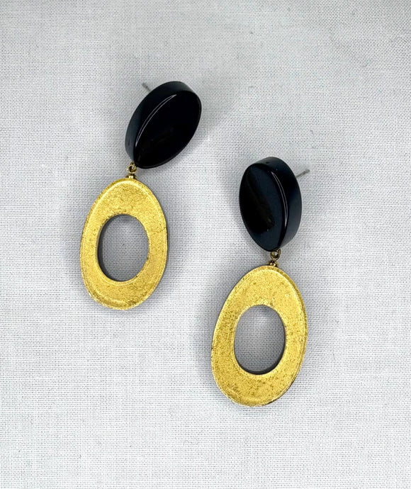 ZSISKA Black & Gold Open Thick Hoop Earring