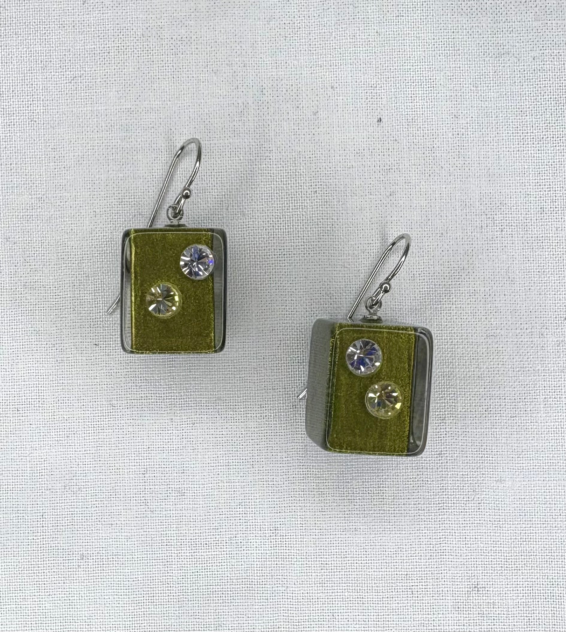 ZSISKA Bliss Luxx Olive Green Crystal Earring