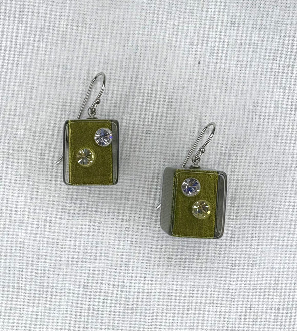ZSISKA Bliss Luxx Olive Green Crystal Earring