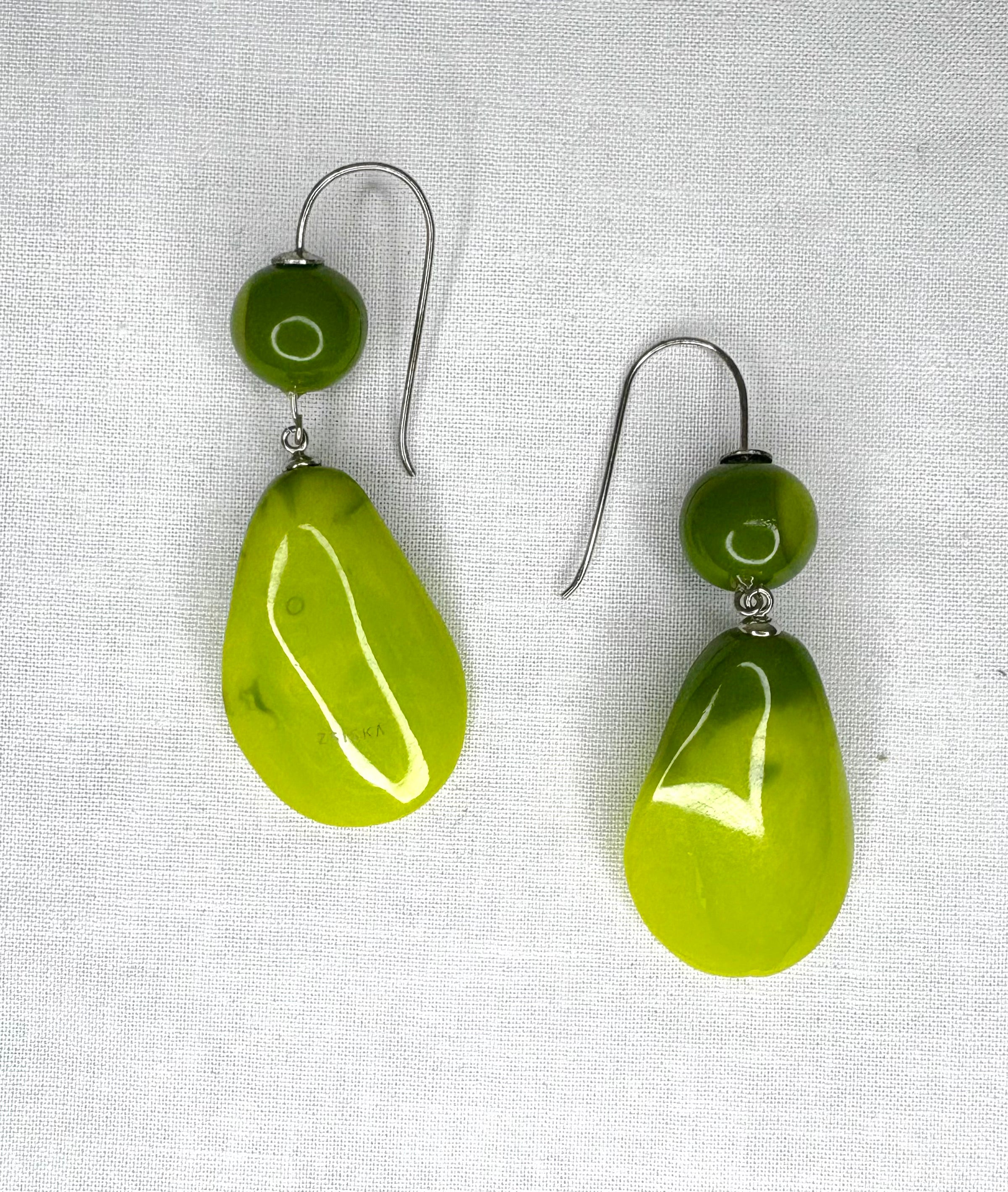 ZSISKA Two Tone Green Layered Earring