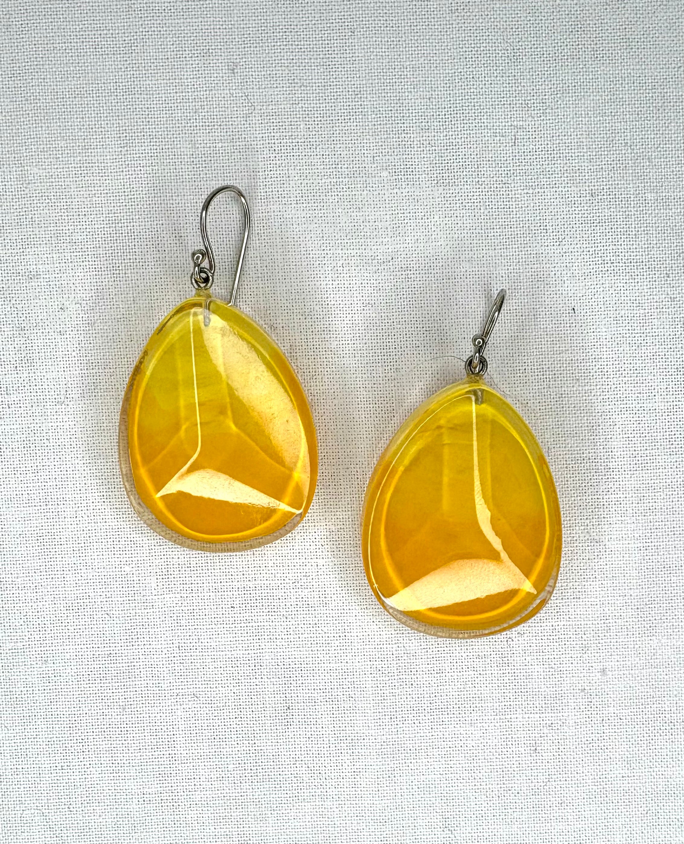 ZSISKA Solid Mustard Yellow Oval Earring
