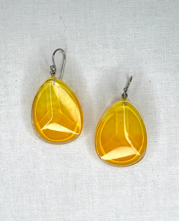 ZSISKA Solid Mustard Yellow Oval Earring
