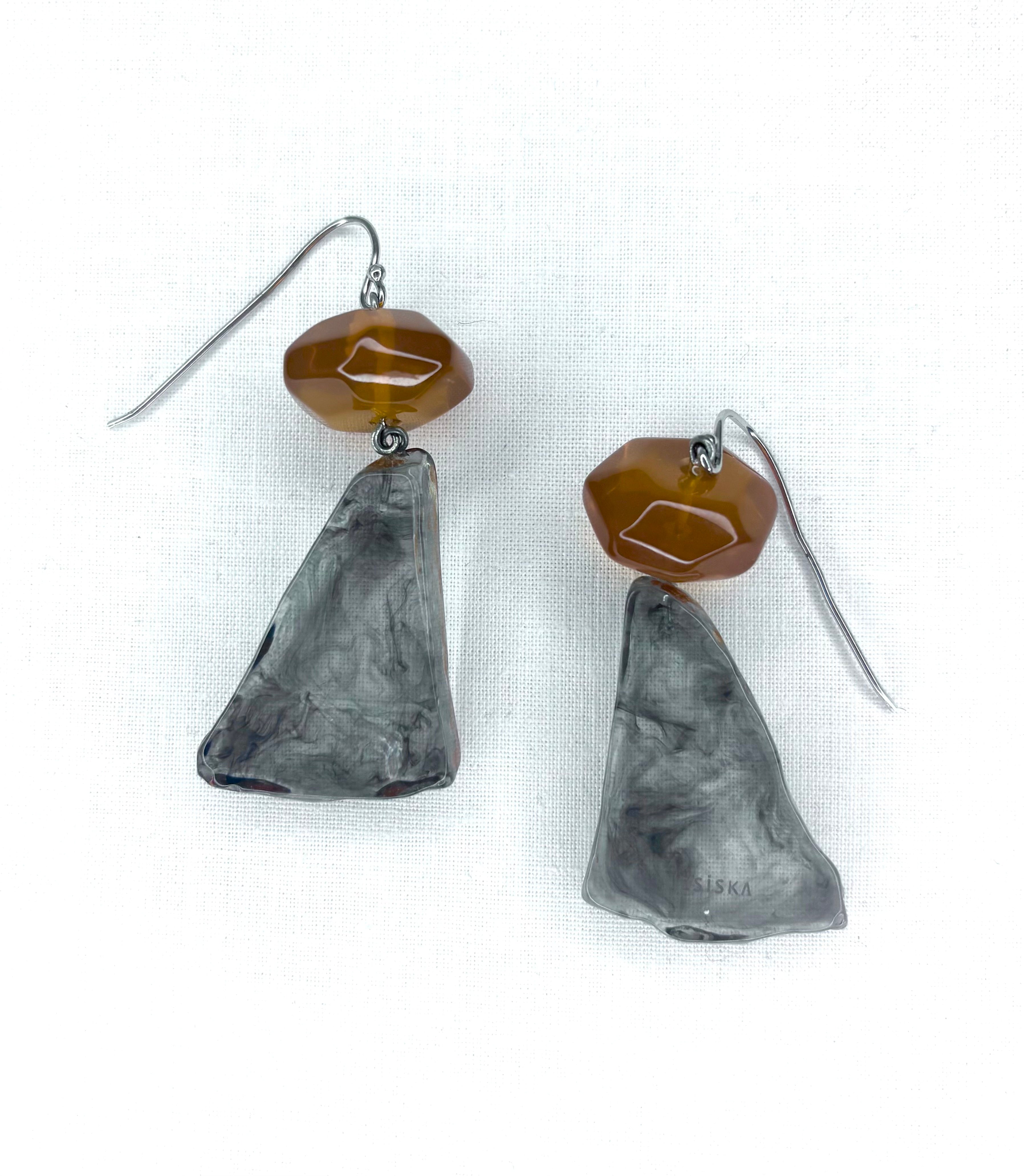 ZSISKA Bronze & Smokey Charcoal Layered Earring