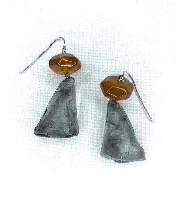 ZSISKA Bronze & Smokey Charcoal Layered Earring