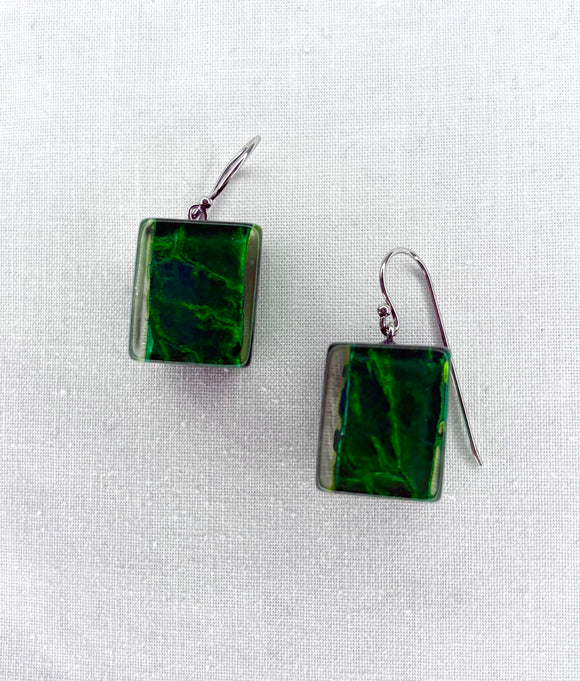 ZSISKA Metallic Dark Green Cube Earring