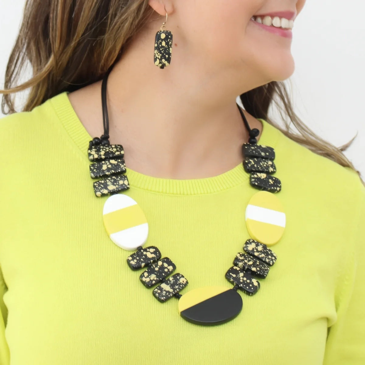 SYLCA Lime and Black Monroe Statement Necklace