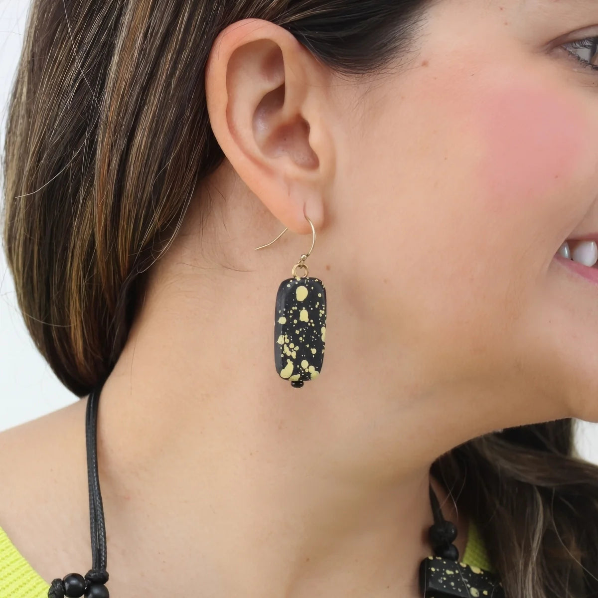 SYLCA Lime and Black Monroe Dangle Earrings