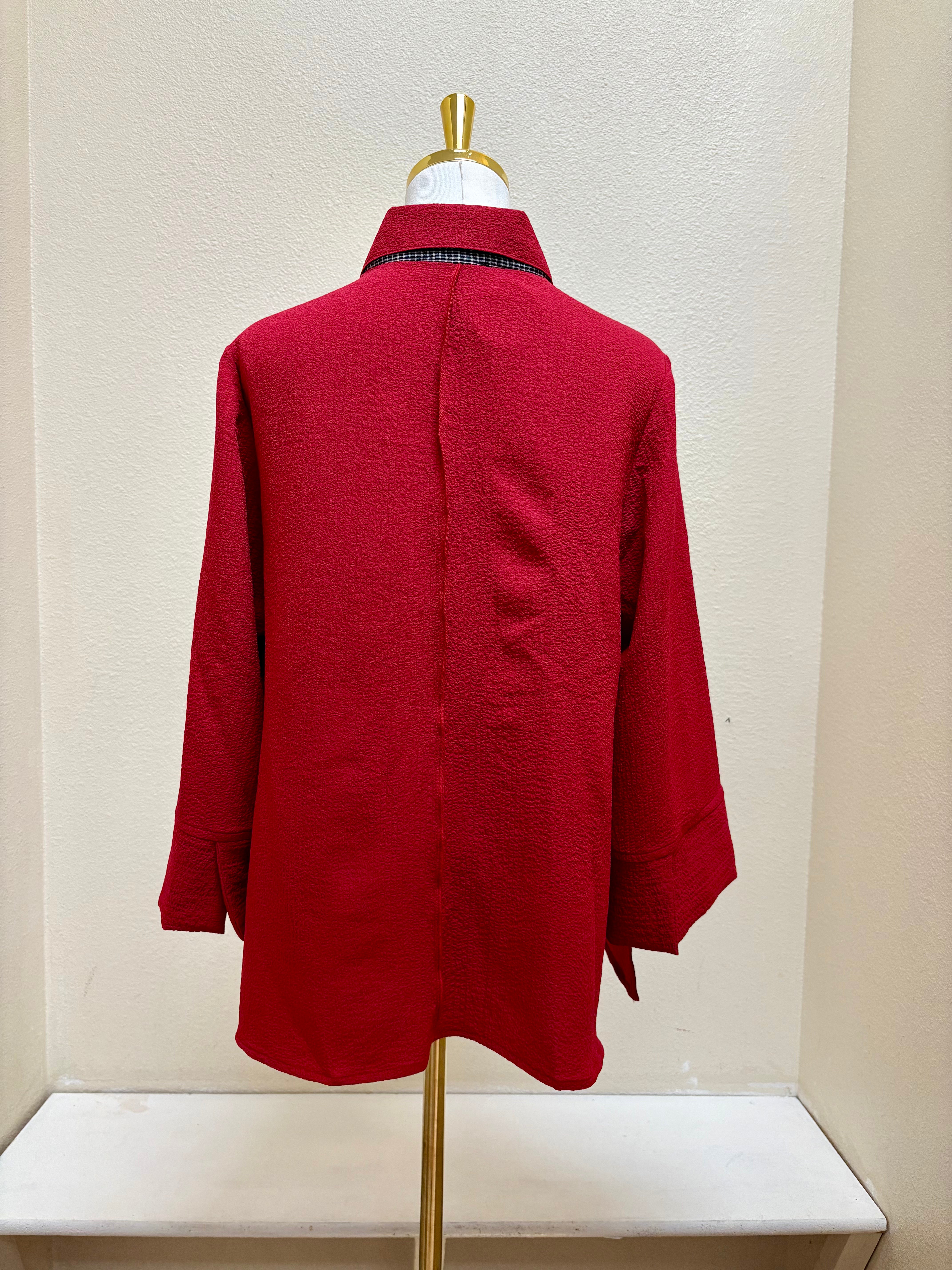 MOONLIGHT Red Button Down Collared Blouse - 3649