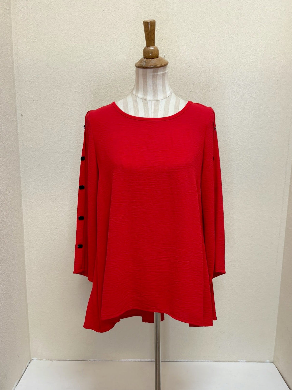 Sydney Project Bonnie Round Neck Long Sleeves w/ Buttons Top - AFT1050 - RED