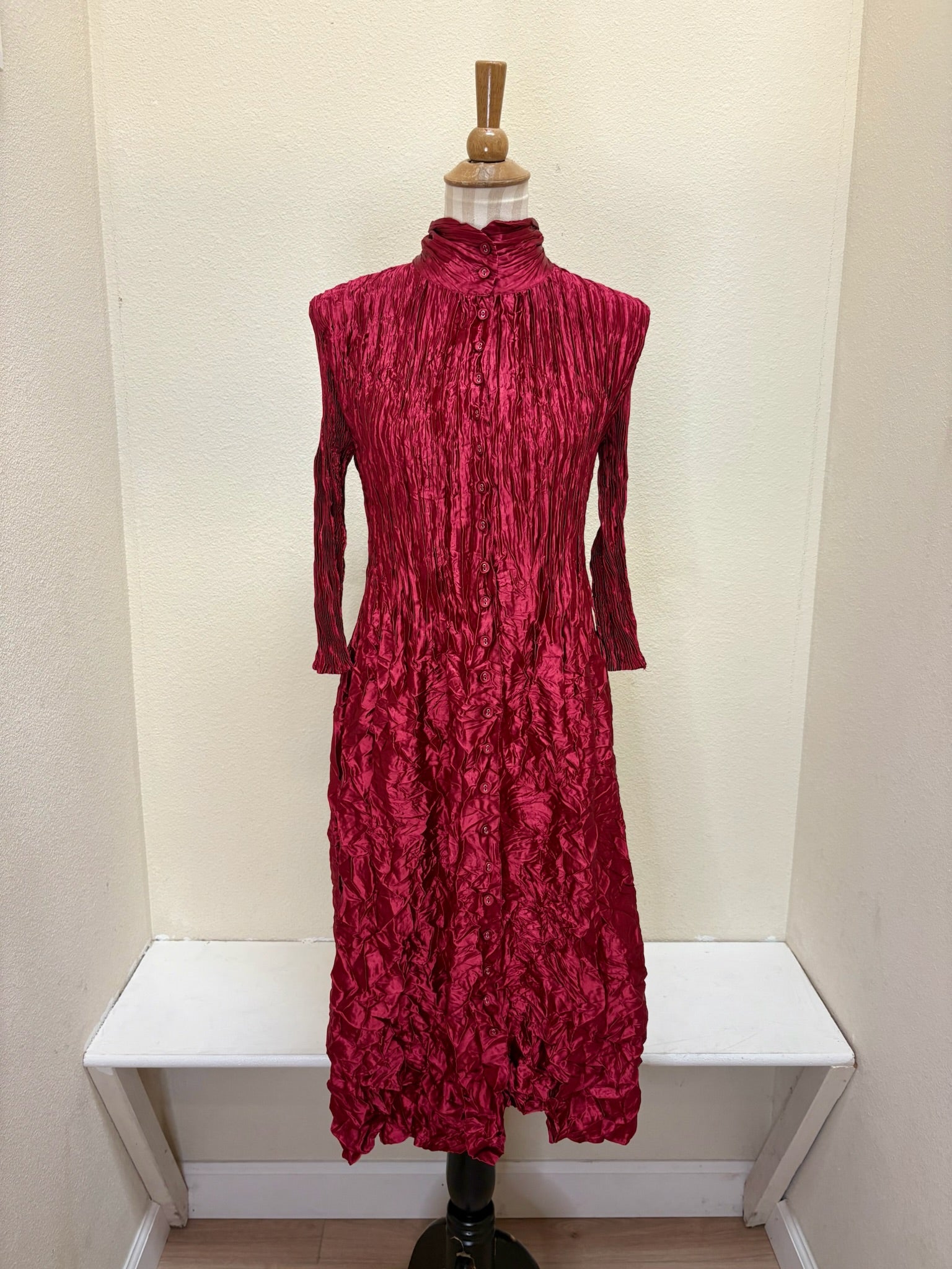 Alquema Metallic Nehru Coat Dress - ACC309 - RUBY
