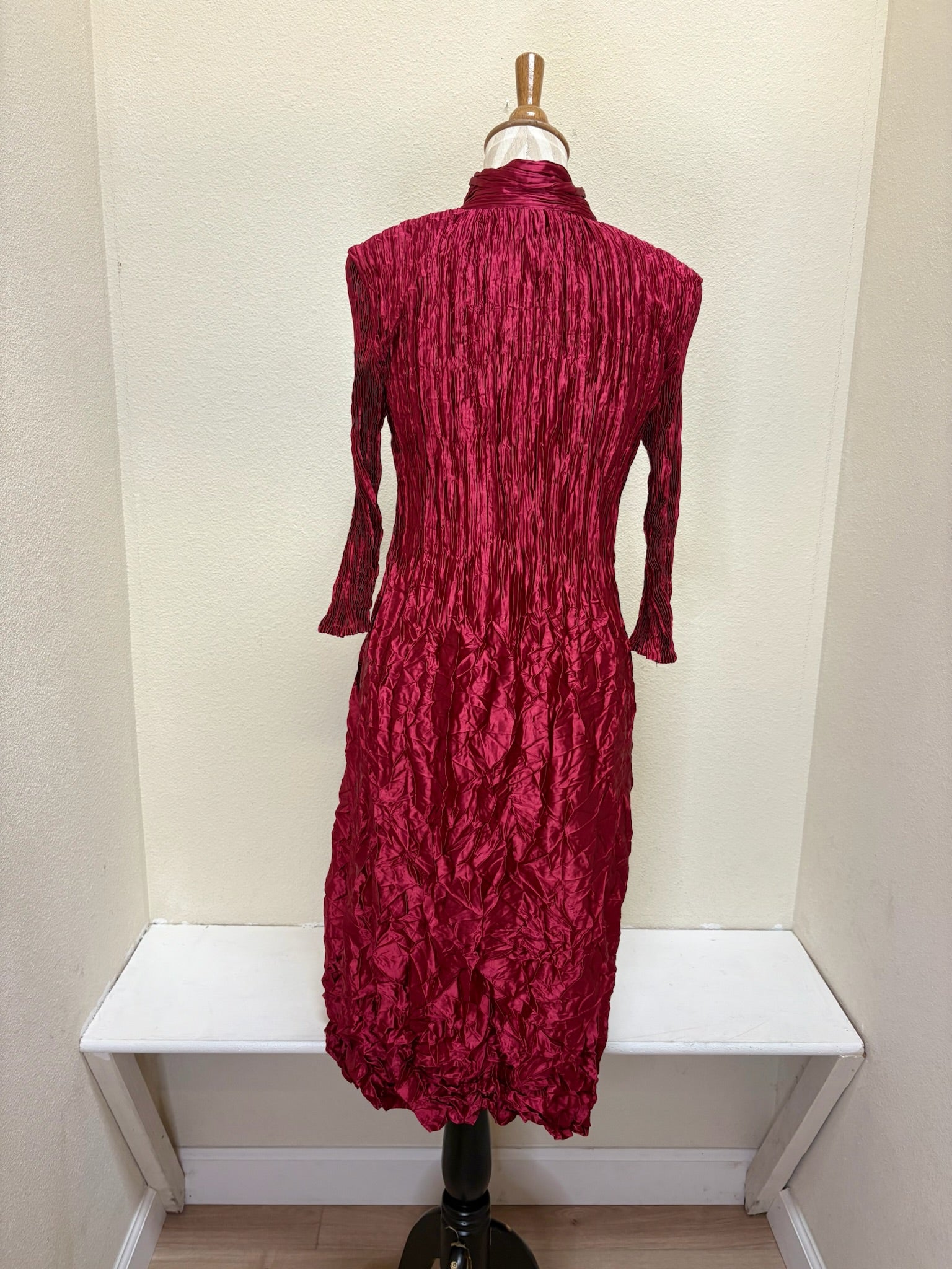 Alquema Metallic Nehru Coat Dress - ACC309 - RUBY