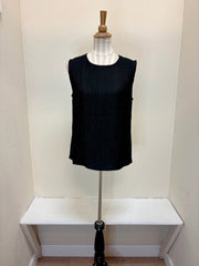 DAMEE CRINKLED SLEEVELESS JEWEL NECK TOP - 901T - BLK