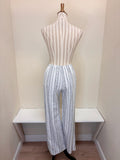 CUT LOOSE - Pinstripe Linen Wide Leg Long Pant - 5142098 - WHITE - S ONLY