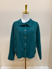 Fenini Button Front Short Shirt Jacket - C47022- TEAL