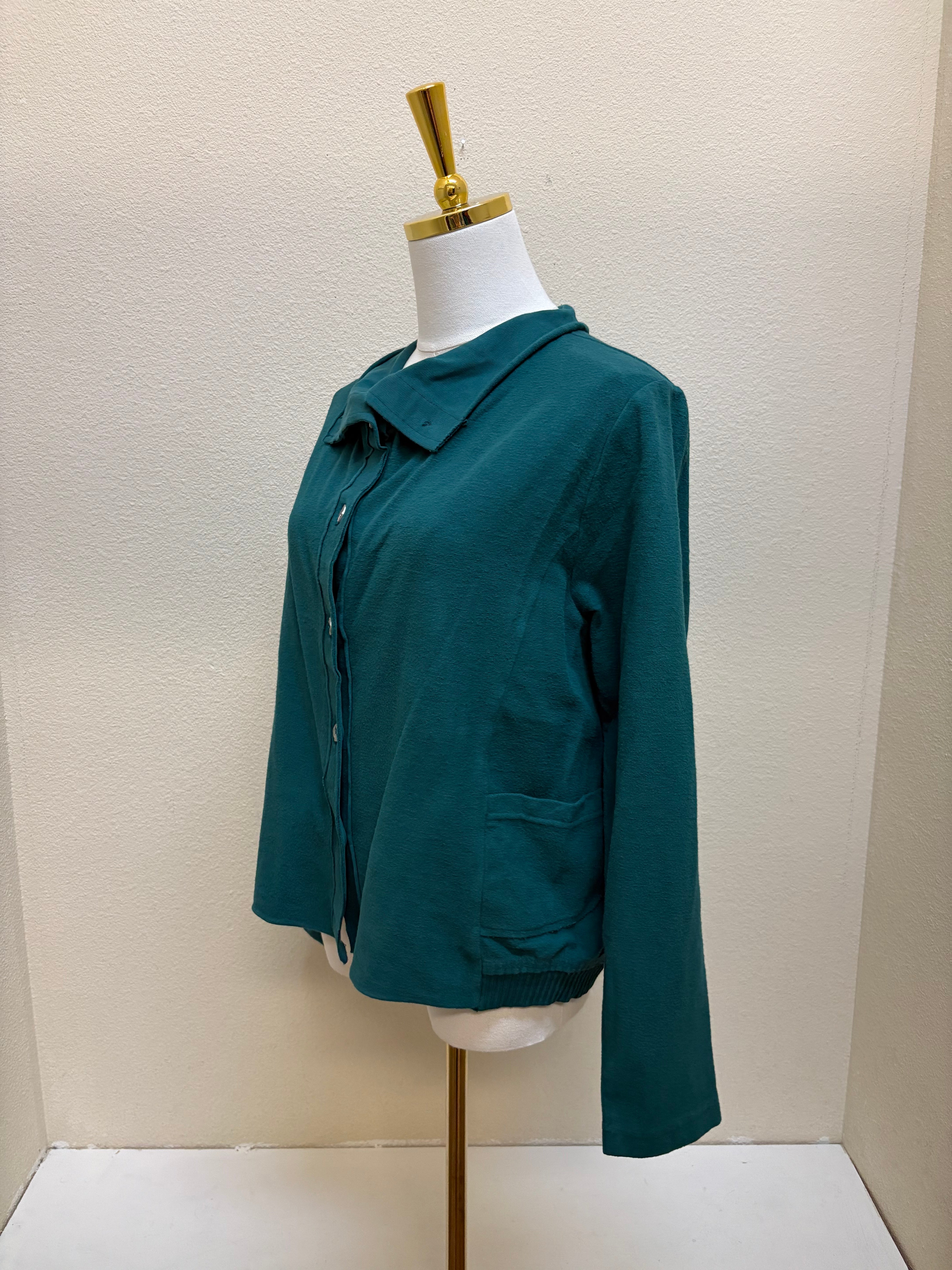 Fenini Button Front Short Shirt Jacket - C47022- TEAL