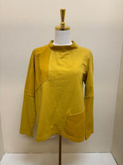 Fenini Corduroy Patch Mock Neck Shirt - C47033 - MUSTARD