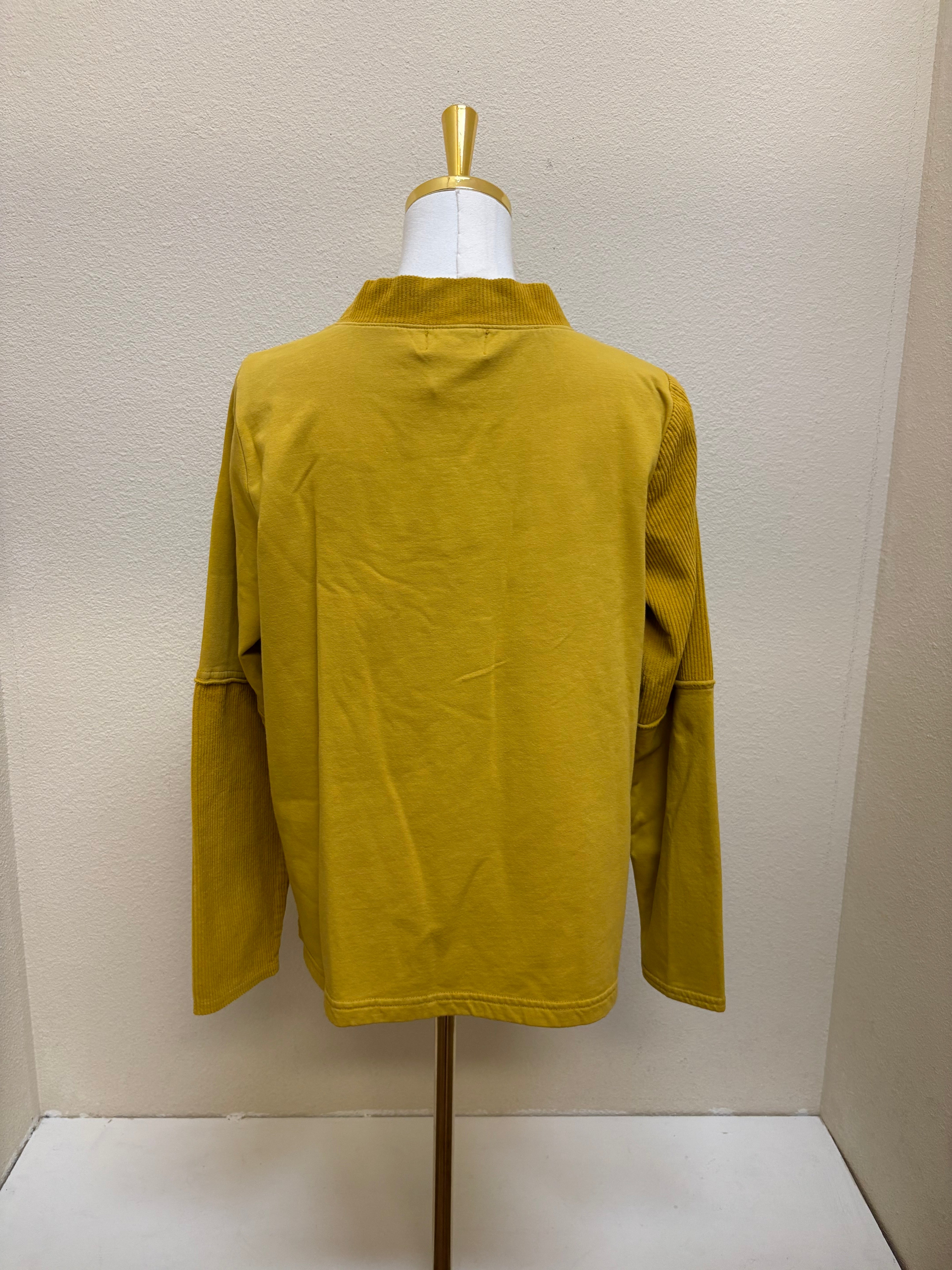 Fenini Corduroy Patch Mock Neck Shirt - C47033 - MUSTARD