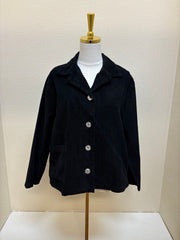 Fenini Button Front Corduroy Jacket - C47029 - BLACK