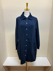 Fenini Button Front Ribbed Collar Jacket - C47026 - DENIM