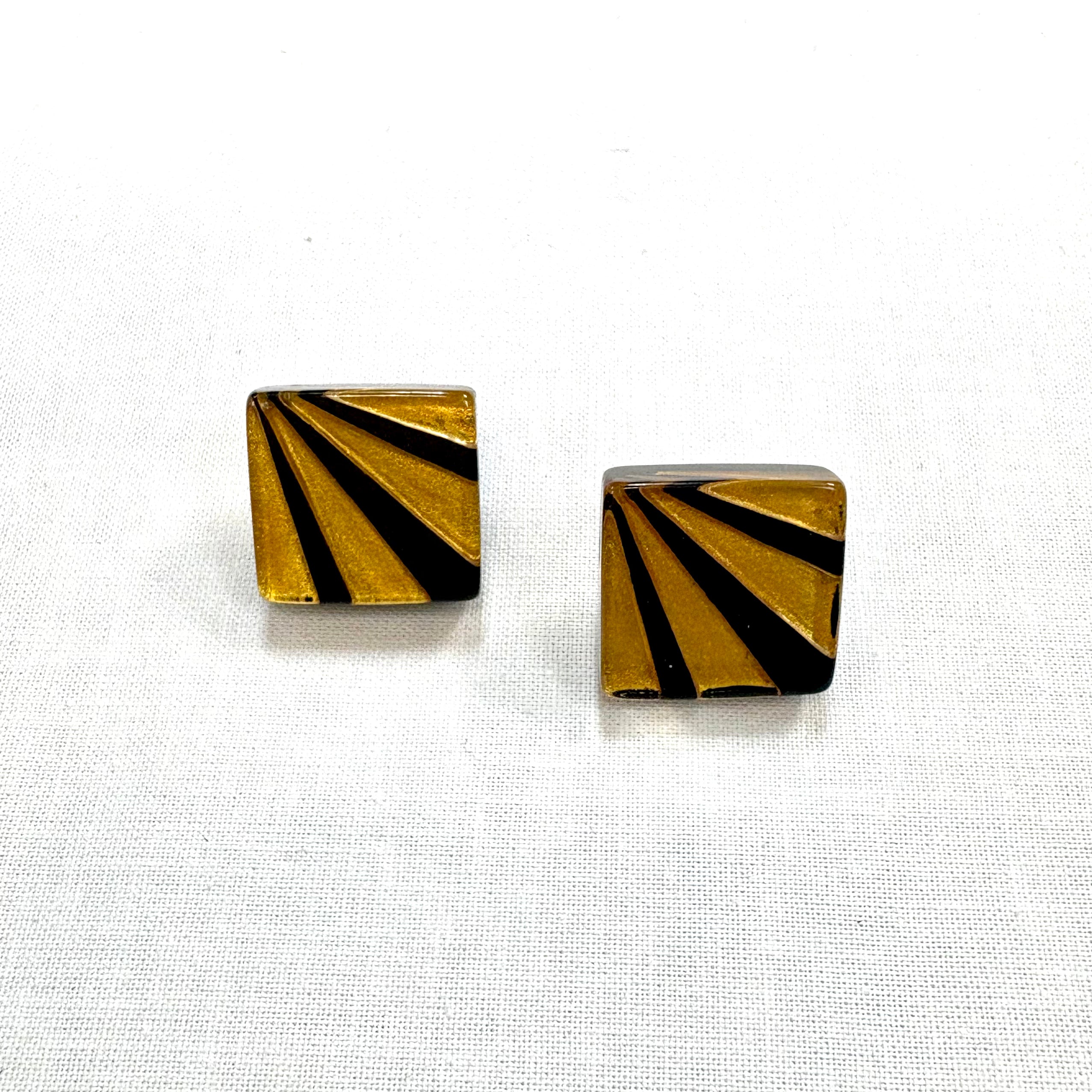 ZSISKA Bliss Black Gold Stripe Glitz Earring