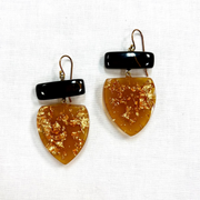 ZSISKA Black & Gold Flake Lumi Bead Shorthook Earring