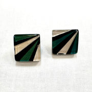 ZSISKA Bliss Black Teal Silver Stripe Glitz Earring
