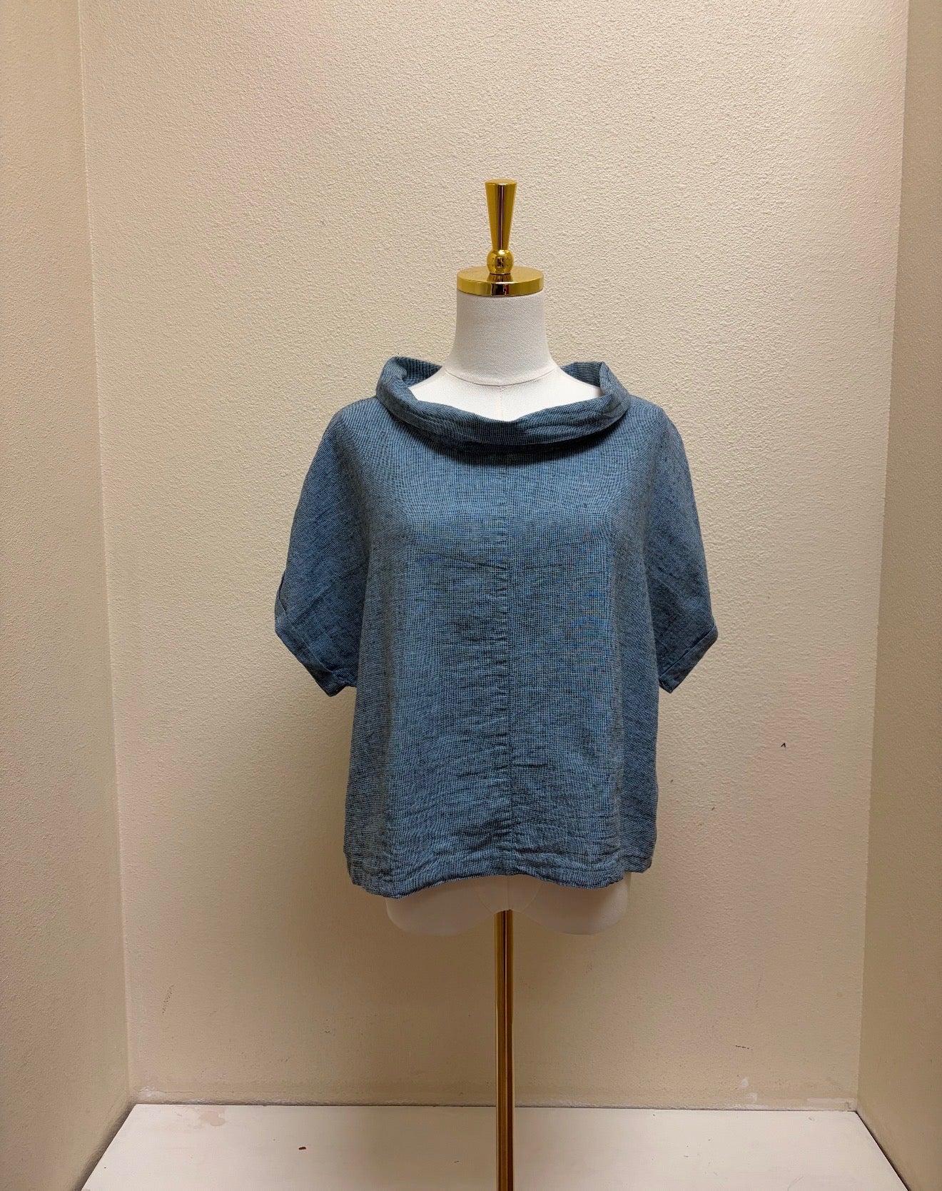 CUT LOOSE Crosshatch Roll Slv Cowl Top - 4196732