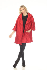 Oopera Packable Open Front Crinkle Fabric Raincoat - Scarlett Red - J2612-2