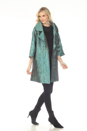 Oopera Packable Open Front Crinkle Fabric Raincoat - Egyptian Teal - J2612-3