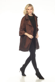Oopera Packable Open Front Crinkle Fabric Raincoat - Copper Bronze. - J2612-4