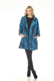 Oopera Packable Open Front Crinkle Fabric Raincoat - Electric Blue - J2612-5