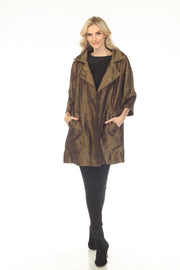 Oopera Packable Open Front Crinkle Fabric Raincoat - Autumn Gold - J2612-7