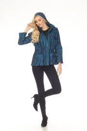 Oopera Snap Front Crinkle Fabric Raincoat - Electric Blue - J2658W-5