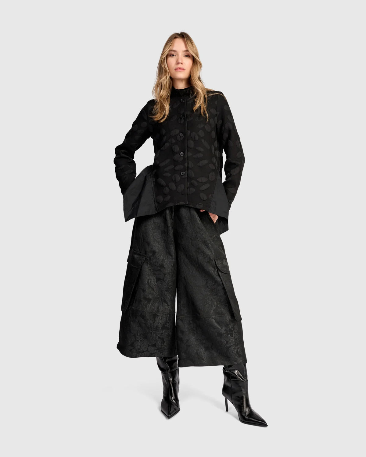 ALEMBIKA Valmont Peplum Jacket  - AJ729C - BLACK SPOTS