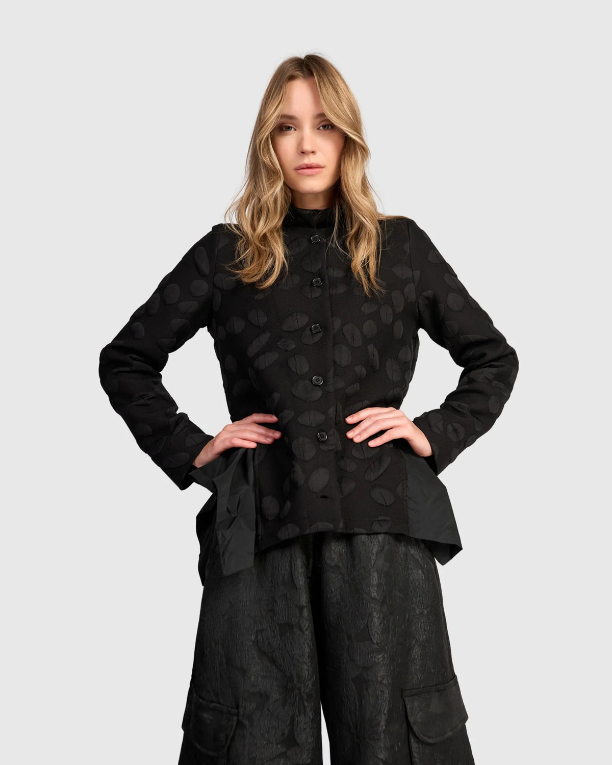 ALEMBIKA Valmont Peplum Jacket  - AJ729C - BLACK SPOTS
