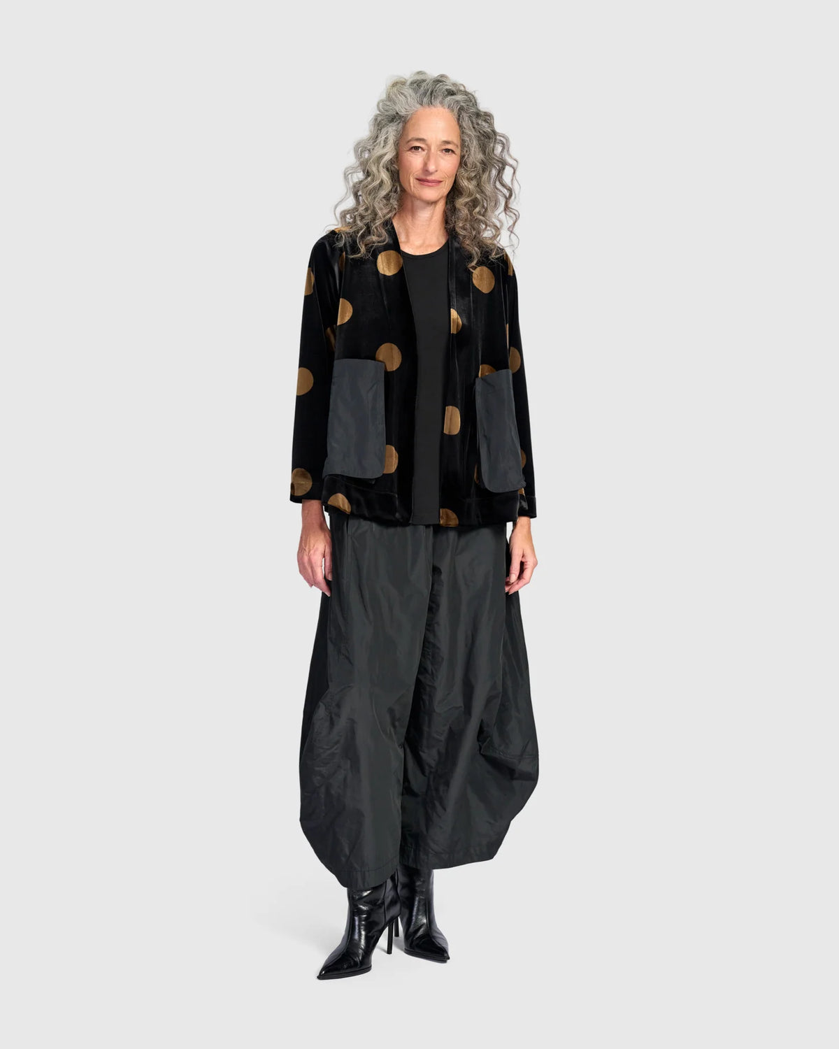 ALEMBIKA Asteria Velvet Jacket - AJ733E - BLACK/GOLD DOT
