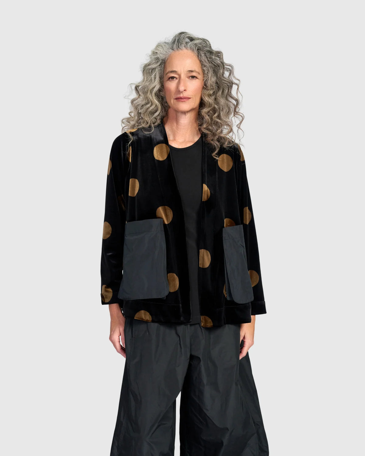 ALEMBIKA Asteria Velvet Jacket - AJ733E - BLACK/GOLD DOT