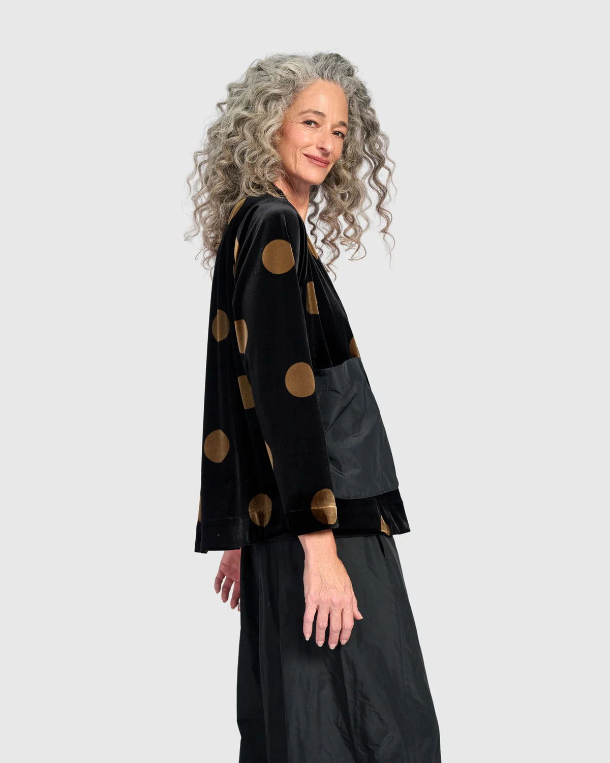 ALEMBIKA Asteria Velvet Jacket - AJ733E - BLACK/GOLD DOT