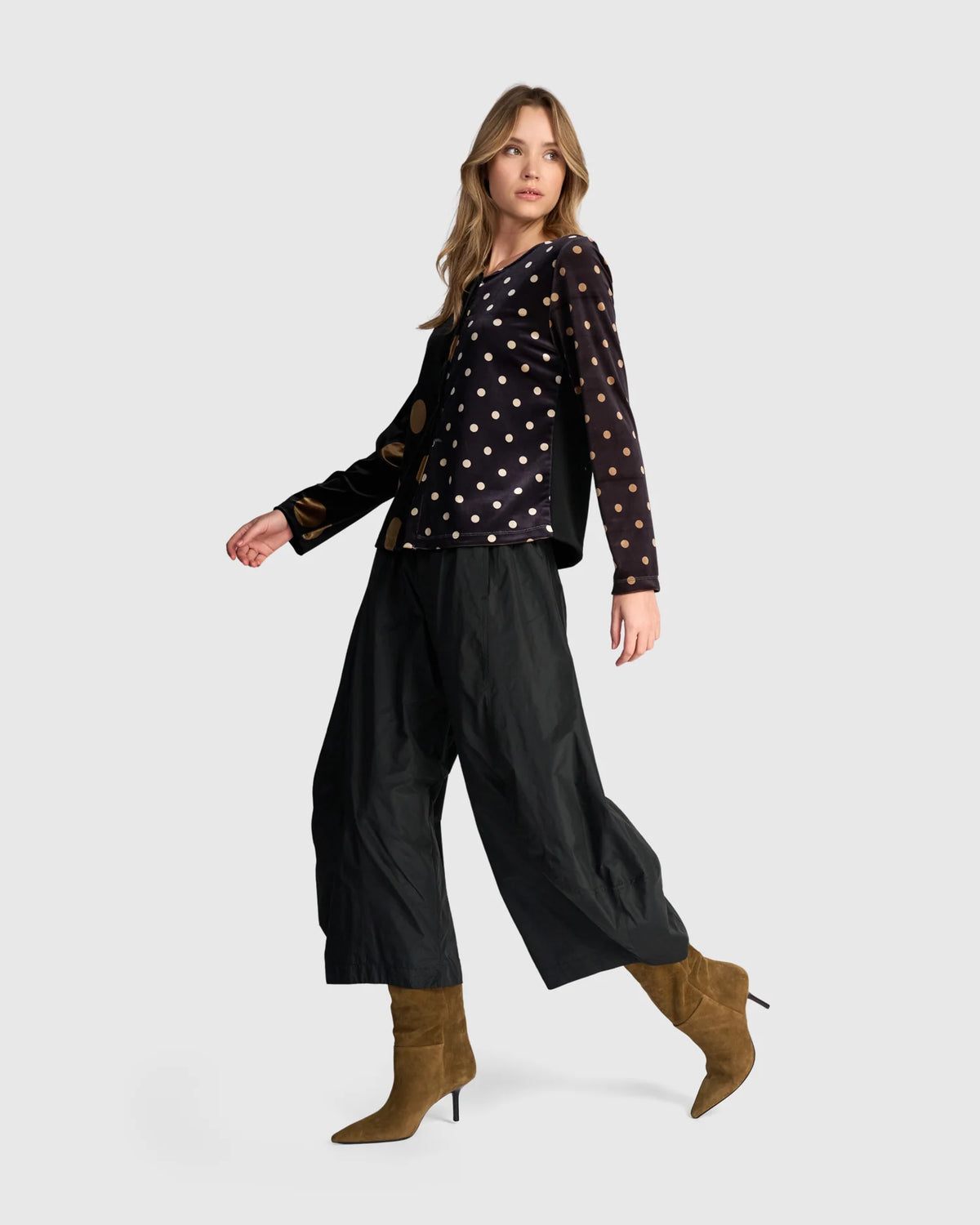 ALEMBIKA Andromeda Velvet Cardigan - AJ734E - ECLIPSE BLACK/GOLD DOT