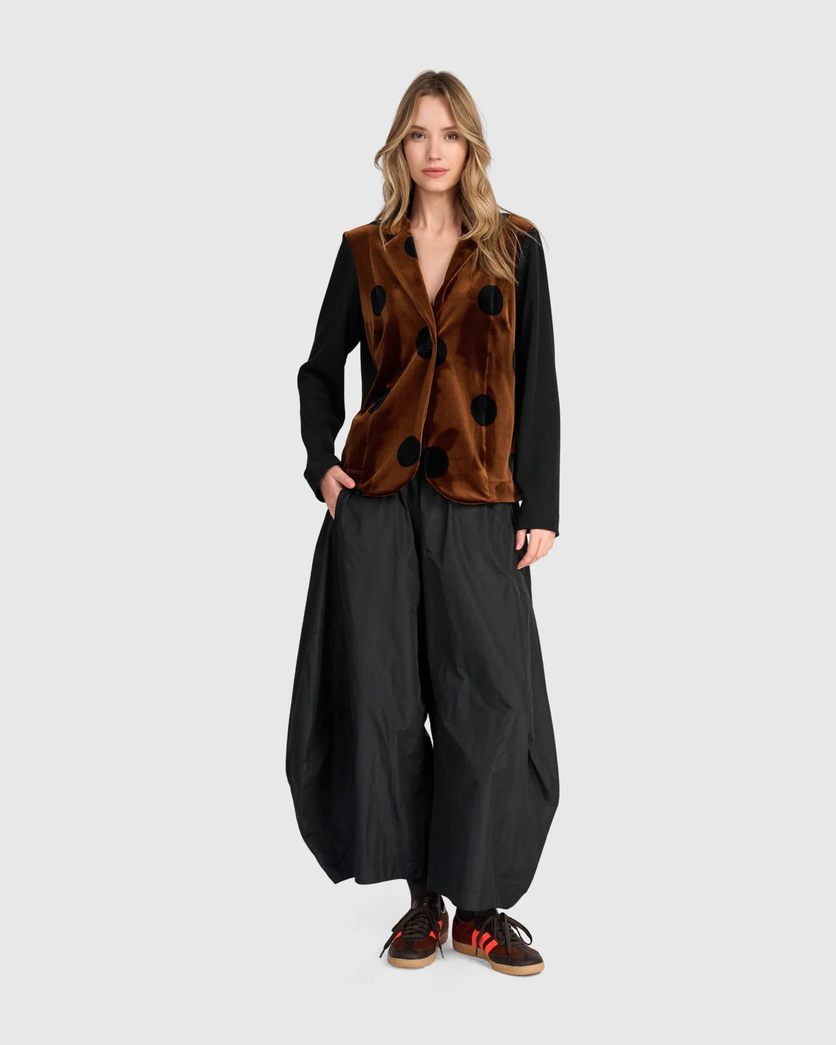 ALEMBIKA Highball Velvet Blazer - AJ735A - AMBER/BLACK DOT