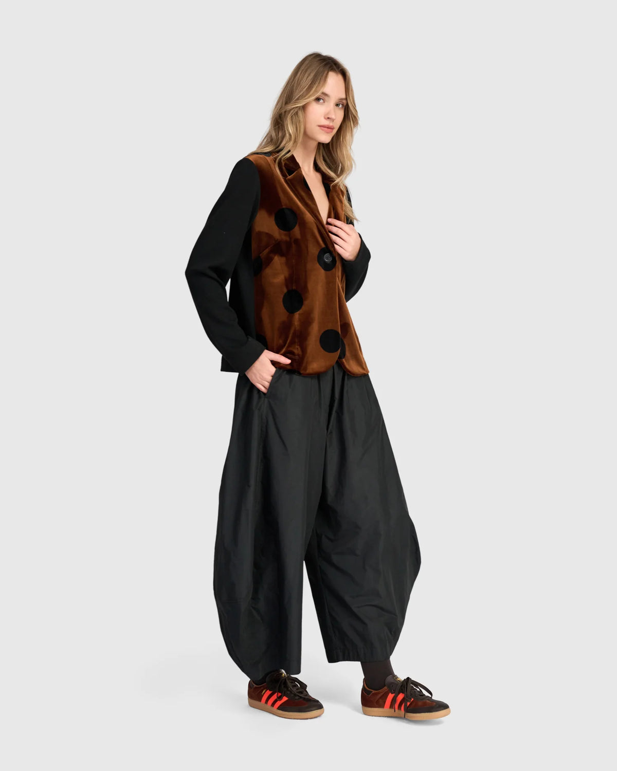 ALEMBIKA Highball Velvet Blazer - AJ735A - AMBER/BLACK DOT